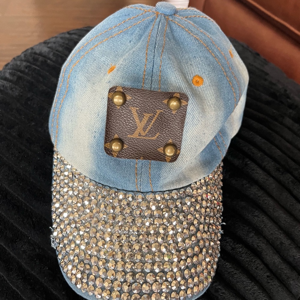Repurposed LV Bling Jean Trucker Hat
